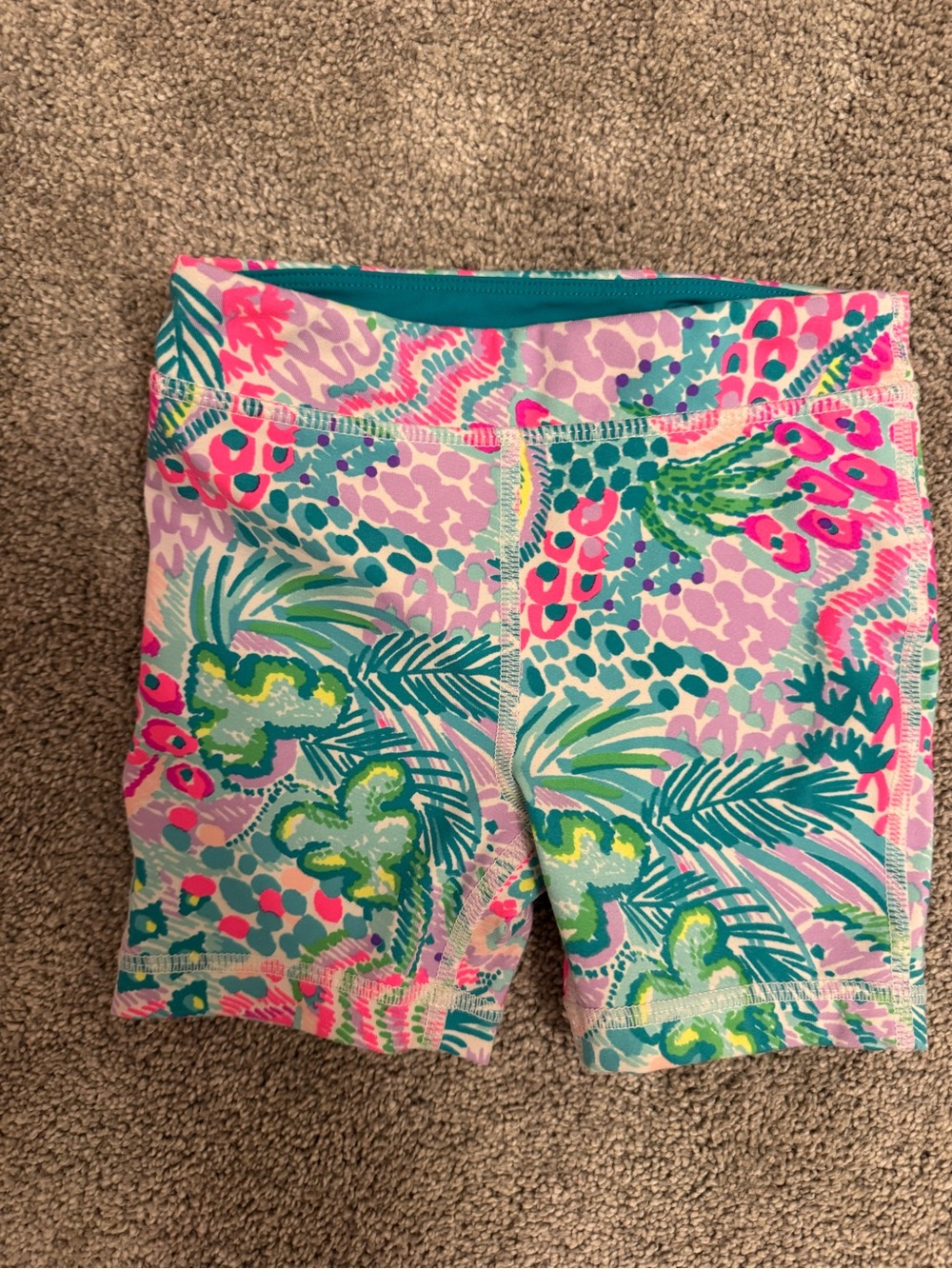 Lilly Pulitzer Pink & Teal Tropical Print Girls' Shorts